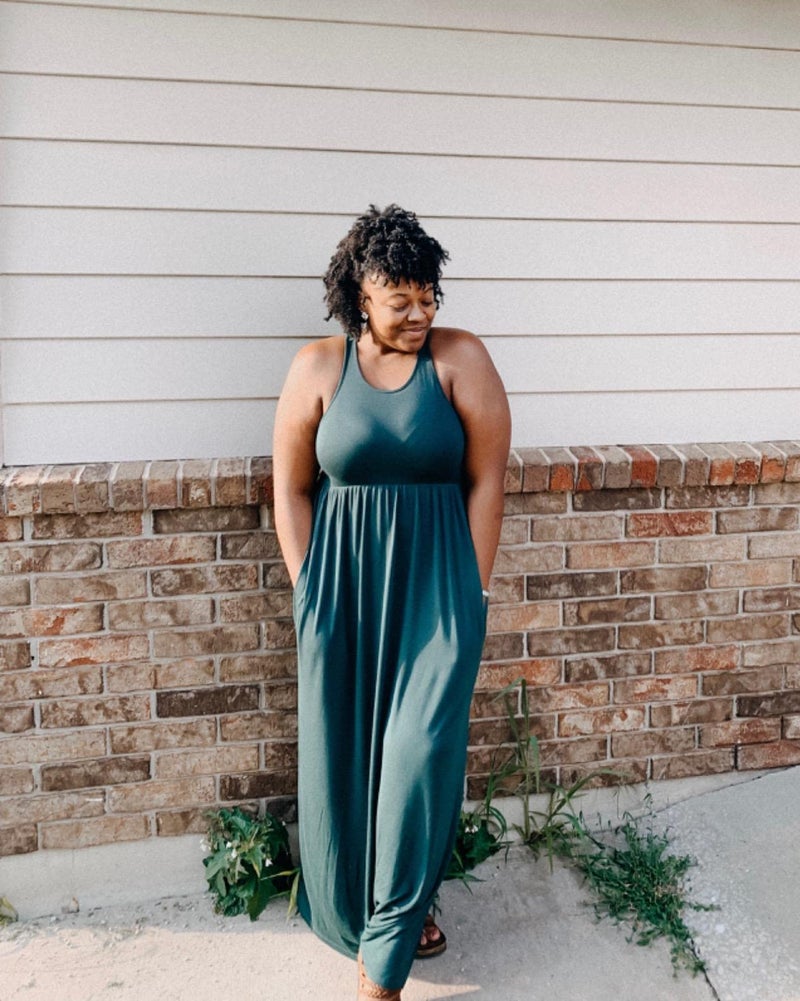 GRECERELLE Women's Summer Sleeveless Casual Long Tank Maxi Dress with Pockets, Dark Green, M - Image 2